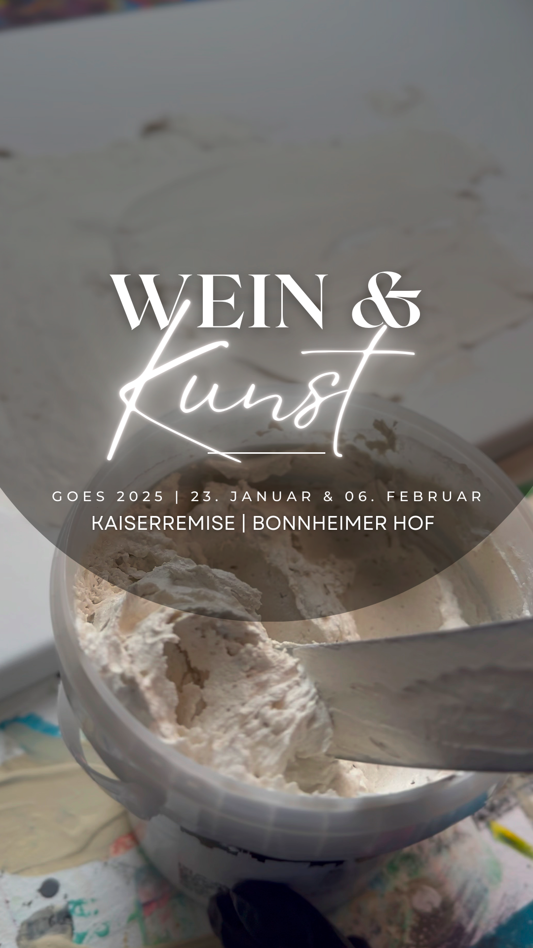 TICKET - 23. Januar 2025 - WEIN & KUNST ARTWORKSHOP - STRUKTURPASTE | SPACHTELTECHNIK