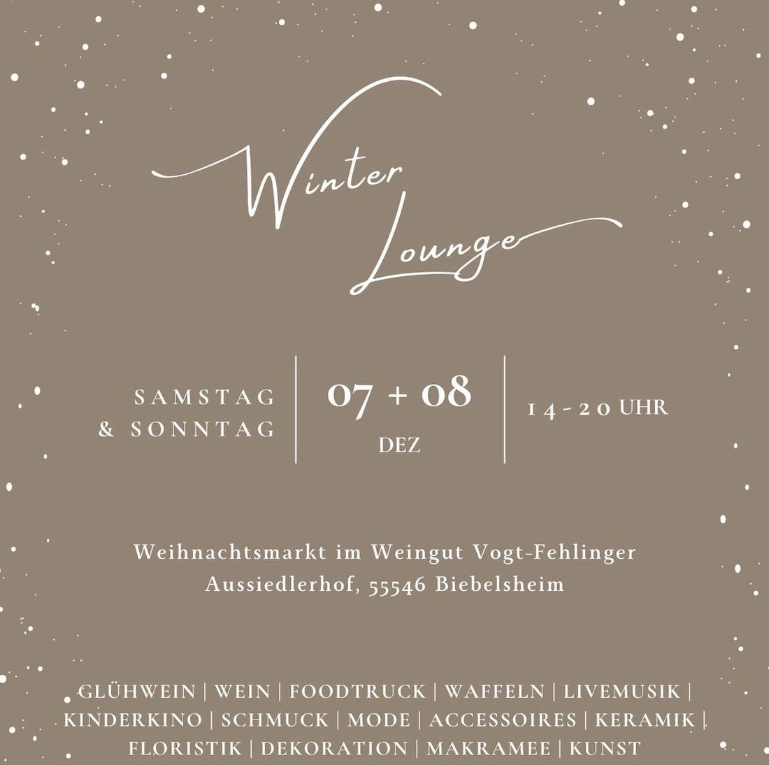 07. + 08.12.2024 - KREATIVE WINTERLOUNGE - Weingut Vogt-Fehlinger - 14 bis 20 Uhr